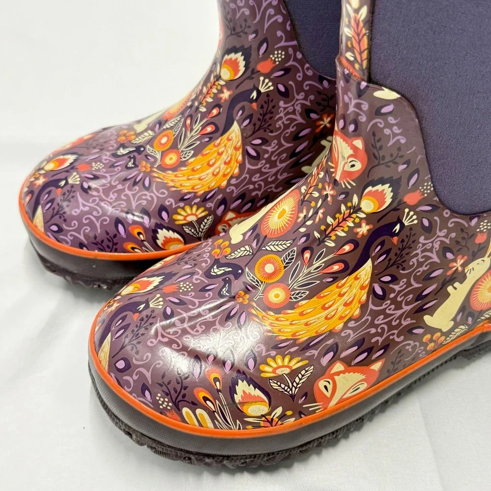 Bogs Classic Forest Purple Woodland Fox Rabbit Waterproof Boots Youth 1